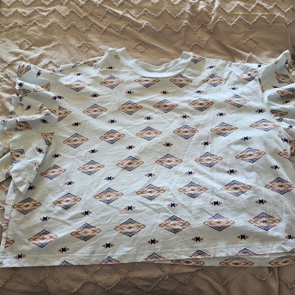 Wrangler White And Multicolor Patterned Short Sle… - image 1